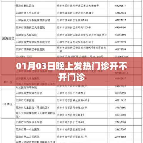 01月03日晚发热门诊运营情况,门诊开放与否?