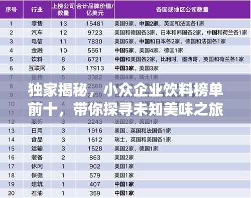 独家揭秘,小众企业饮料榜单前十,带你探寻未知美味之旅